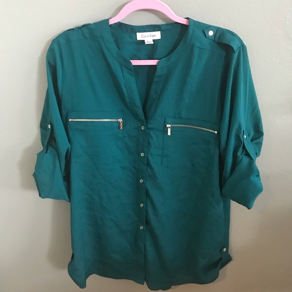 Calvin Klein Tops - 🆕 Calvin Klein Teal Blouse Top